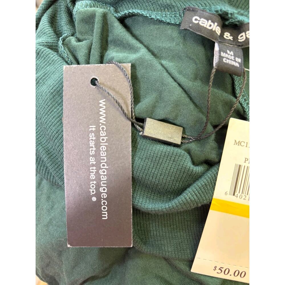 Cable and Gauge Knit Sweater Womens Size M Green Scoop Neck 3/4 Sleeve NEW - Picture 4 of 8